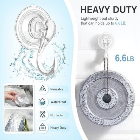 Crochets à Ventouse Transparents, Amovibles Réutilisables, Pour Murs Verre Carreaux, Charge Lourde, Pour Organisation Maison (1/5)