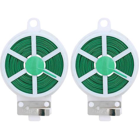 Lot de 2 attaches en fil de fer recouvert de plastique pour jardinage, avec fil coupe-fil et attache pour câble métallique de 20 m (vert)-2000.00X0.10X0.10CM (1/3)