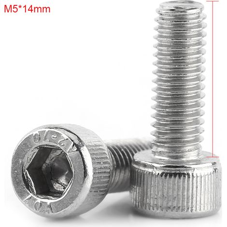 Vis M5 inoxydable acier tête cylindrique hexagonale creuse, filetage complet, boulon M5x14mm, lot de vis à six pans creux, fixation robuste pour assemblage