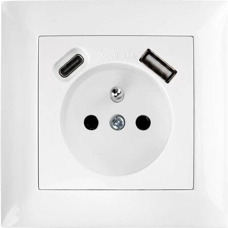 Toolight Single Grounded Socket With Frame + Usb-a Usb-c Oste Jnh004-g White (1/5)