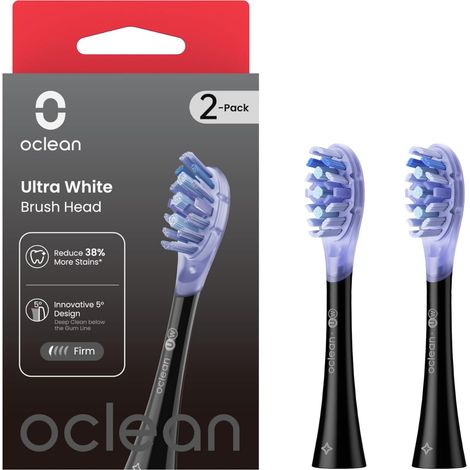 Lot de 2 têtes de brosses à dents électriques soniques, Blanchissez efficacement vos dents, Pour toutes les brosse à dents électriques et X Ultra, 2pcs, Noir (1/5)