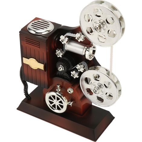 Boîte à musique rétro, artisanale, créative et exquise, en forme de projecteur de cinéma à l'ancienne, décoration de bureau nostalgique. (1/5)