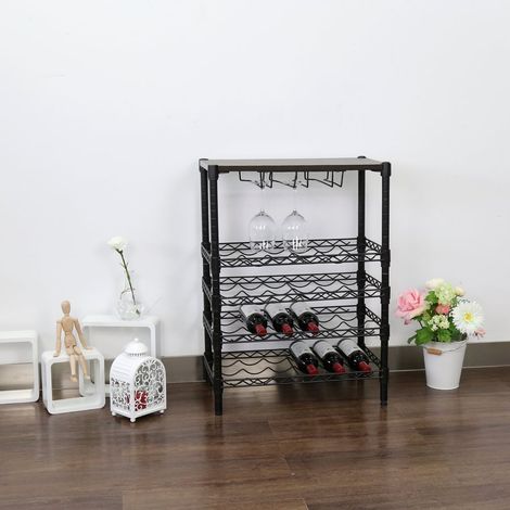 Scaffale porta bottiglie di vino e calici in metallo 60x90 cm (1/5)