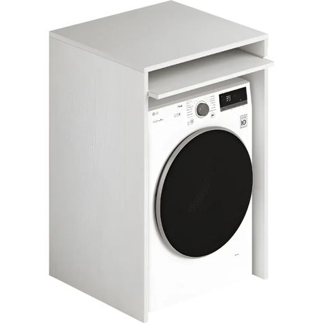 Coprilavatrice in legno ripiano estraibile 71x65x105 colore bianco frassinato (1/4)