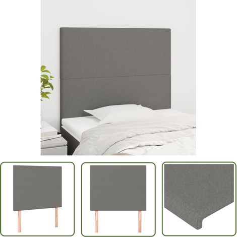 The Living Store Têtes de lit 2 pcs Gris foncé 80x5x78/88 cm Tissu - Tête De Lit - Têtière De Lit - Meuble De Chambre - Literie - Décoration Chambre (1/5)