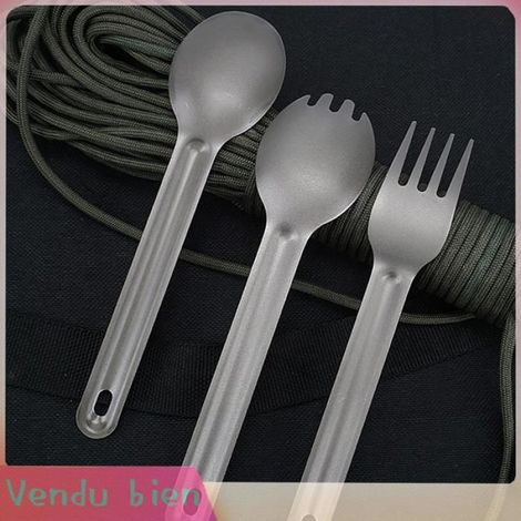 Garosa cuillère en titane Fourchette en titane ultralégère Portable, vaisselle de Camping en plein air sport moustiquaire Cuillère (1/5)