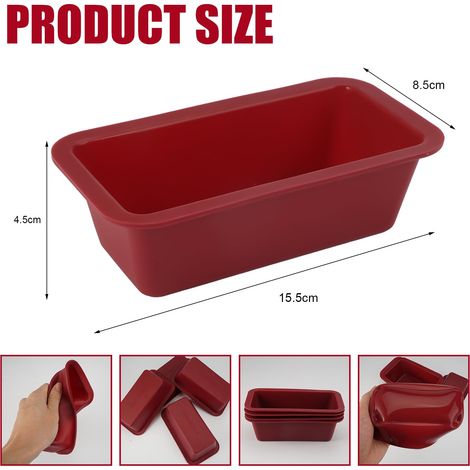 Lot de 4 moules à pain rectangulaires en silicone anti-adhésif - Sans BPA - Pour pain, toast, gâteau, dimsum, etc (1/5)