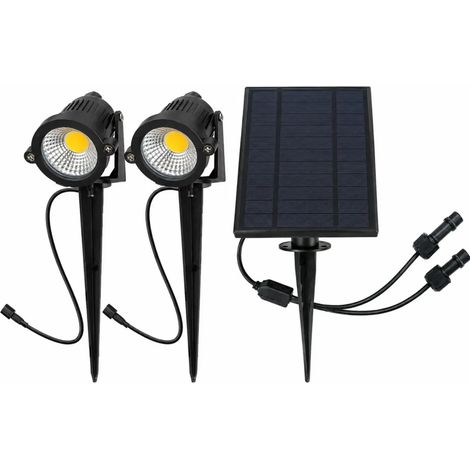 Set 2 Picchetti Luce Solare LED 3W Sensore Crepuscolare Orientabile (1/4)