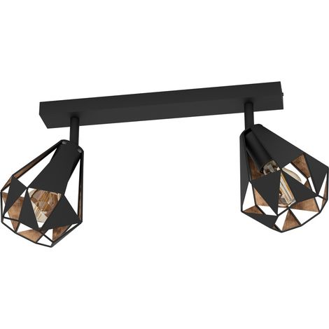 Lampe de plafond noire Carlton 7 2L - avec cuivre - 43716