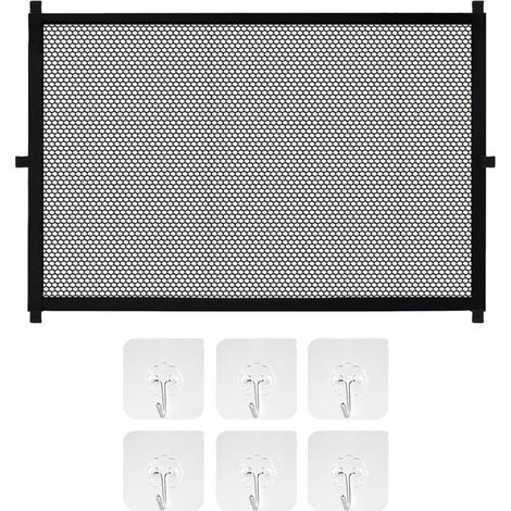 Barrera de seguridad extensible, no requiere taladrar, 110 x 72 cm – Malla flexible para puertas y escaleras – Instalación rápida con ganchos adhesivos (1/5)