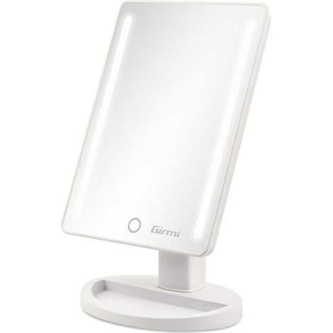 Girmi BE0401 Stupenda Make-up Specchio da Trucco LED 1x Touch 16x22 cm Ricaricabile USB-C o Batterie con Base Porta Cosmetici colore Bianco (1/5)