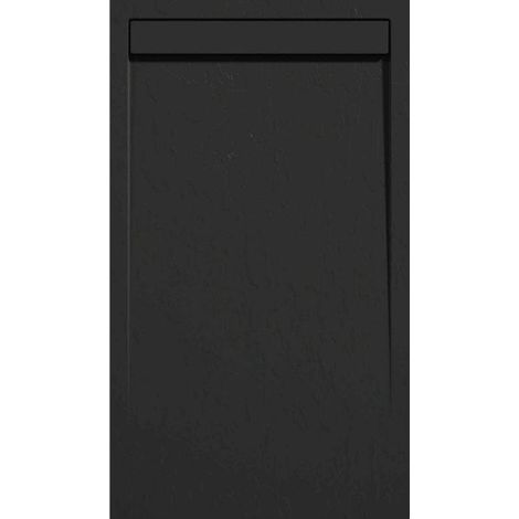 Mineralguss-Duschwanne extra flach CLEVER Schieferoptik SCHWARZ 70x70 cm Auslaufschutz in Farbe