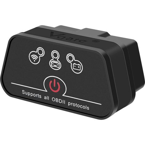 Adattatore di interfaccia diagnostica per scanner OBD2 Wi-Fi iCar 2 per iOS, iPhone, iPad e Android (nero)
