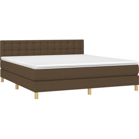 Box Spring Bed with Mattress&LED Dark Brown 160x200cm Fabric vidaXL (1/4)
