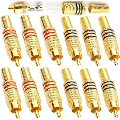 Connecteur RCA Mâle, Terminal Audio, à Souder (12 Pcs) pour Multimédia et Vidéo Surveillance (1/5)