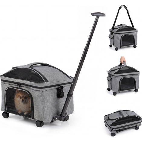 Rolling Pet Carrier with Telescopic Handle and Wheels (1/5)