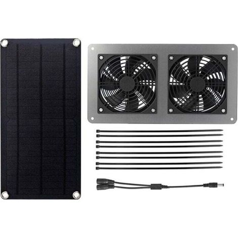 Ventilateur d'extraction d'air à panneau solaire 10 W 12 V pour bureau, extérieur, poulailler, serre, étanche (1/4)