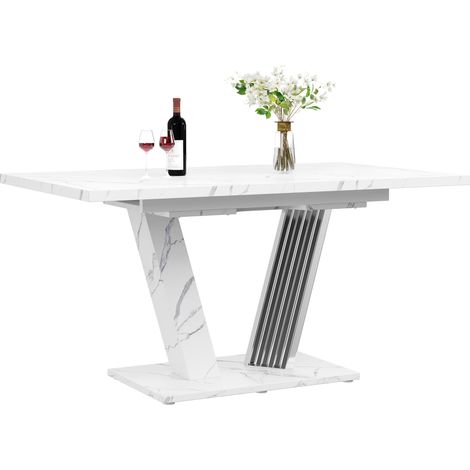 ELVMI Table de Salle à Manger Extensible avec 1 Plateaux, Pieds Réglables pour Cuisine Salon 120×80×76 cm (1/5)