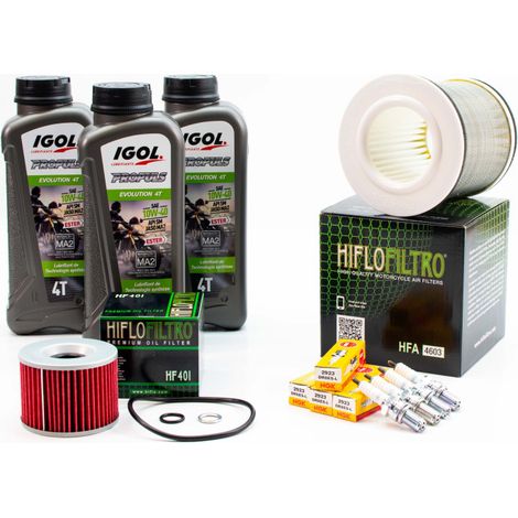 Kit Révision Filtres Bougies pour YAMAHA FZR 1000 Genesis de 1987 à 1988 - IGOL PROPULS EVOLUTION 10W40 3L