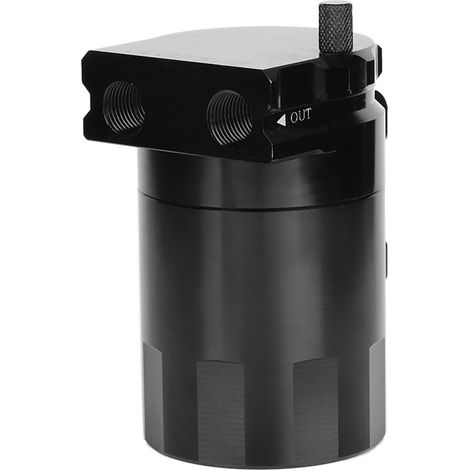 Séparateur d'huile universel 300ml avec réservoir en aluminium poli noir, kit complet, bac à baffles pour moteur, collecteur de vapeur d'huile, accessoire auto, réservoir de décantation. (1/5)