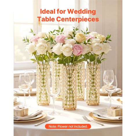 Vase de Mariage Métal Lot de 16 Vase de Centre de Table Hauteur 26 cm Support Cylindrique pour Compositions Florales, Banquets de F… (1/5)