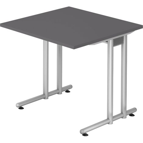 bümö Schreibtisch Serie-N Quadrat: 80 x 80 cm Graphit (1/5)