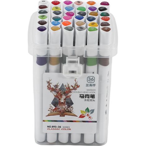 36pcs Double Tip Markers Triangular Pen Holder 36color Water Soluble Portable Transparent Boxed Coloring Markers for Art (1/5)