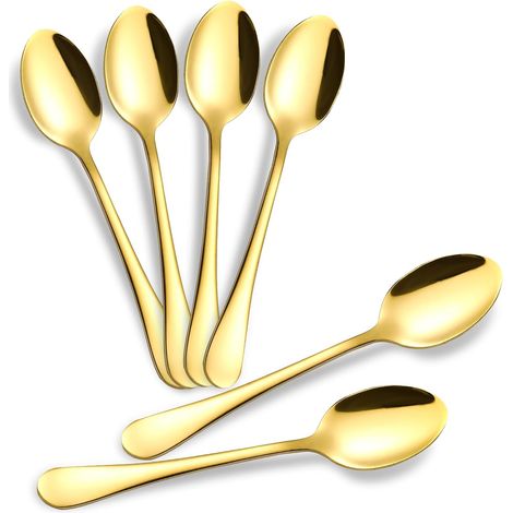 Lot de 6 cuillère, acier inoxydable, 12 cm, manche ergonomique, finition miroir, pour café, dessert, thé