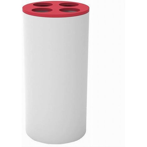 Cleafe - Bicchiere Portaspazzolini 4 Fori Bianco Rosso In Plastica Accessorio Bagno 69938 - (1/2)