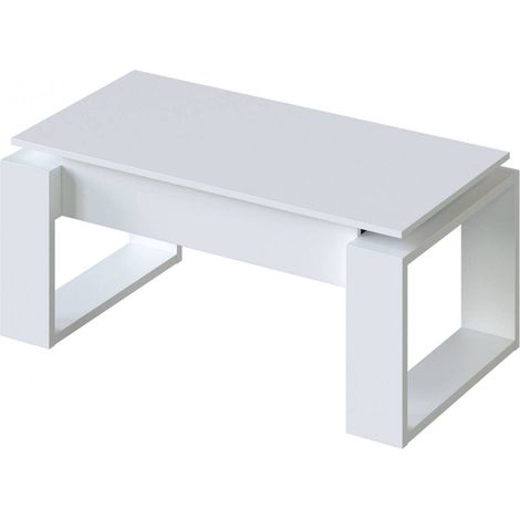 Tavolino da caffè sollevabile - Melaminico bianco - L 105 x P 55 x H 45 cm NOVA (1/5)