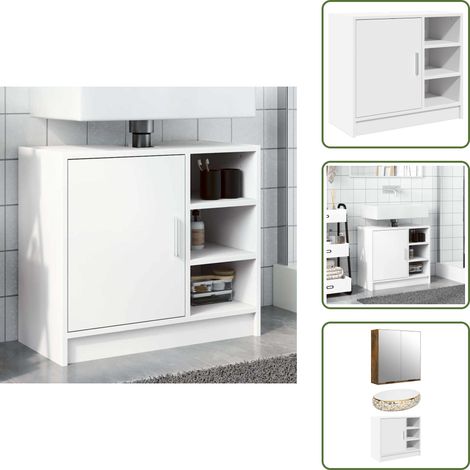 Waschbeckenunterschrank Weiß 63x29x55 cm Holzwerkstoff - Waschtischunterschrank - Badezimmermöbel - Holzwerkstoff - Weißer Schrank - Aufbewahrungsschrank