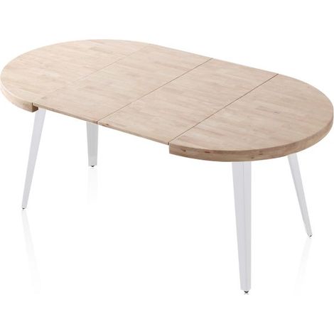 Mesa redonda extensible Berg Blanco - Roble 100cm (ancho) x 78cm (alto) (1/5)