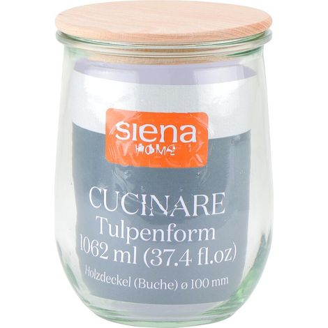 Tulpenglas Cucinare HD 1,0 l Weck-Glas, Buchenholz (1/3)