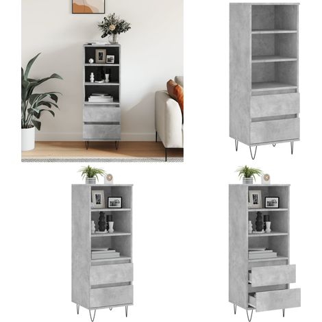 Buffet haut Gris béton 40x36x110 cm Bois d'ingénierie - Buffet Design Industriel - Meuble Rangement Gris - Buffet Haute Capacité - Buffet Contemporain - Buffet Salon - Home & Living