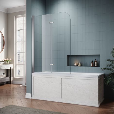 SONNI Pare-baignoire Paroi de Bain Pliante Verre de Bain et de Douche Sans Cadre 6 mm 120 x 140 cm (1/5)