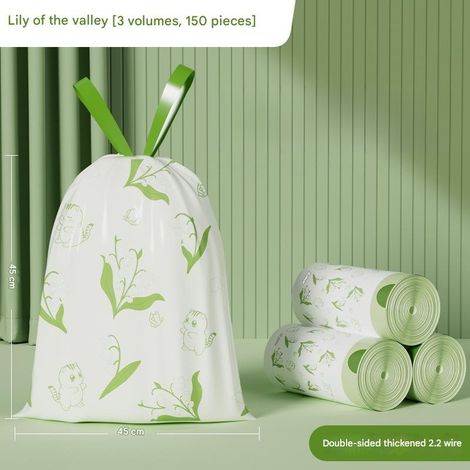 Sacs poubelles parfumés à imprimé muguet, indéchirables, pour la maison, le salon, la cuisine, épais (3 rouleau/50 pièces) (45 × 45 cm/2,2 soie) (1/5)