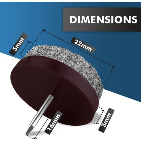 24 patins de protection en feutre pour pieds de chaise Ø 22 mm - Patins de 4 mm d'épaisseur, à clouer (1/5)