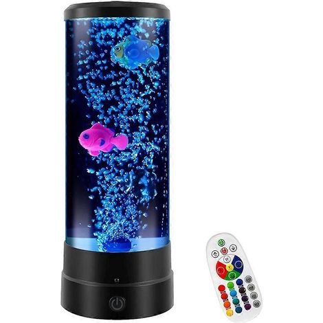 Lampe LED à bulles pour aquarium, cadeau d'anniversaire pour adultes, enfants et adolescents, 16 couleurs relaxantes, télécommande, faux poissons (1/5)