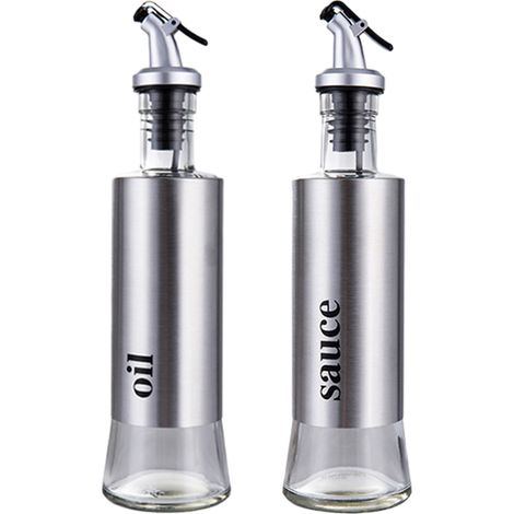 Distributeur D'Huile Et De Vinaigre - Bouteille En Verre Trempé Avec Bec Anti-Goutte - 300 Ml - Pour Cuisine Maison Ou Professionnelle - Lot De 2 (1/5)