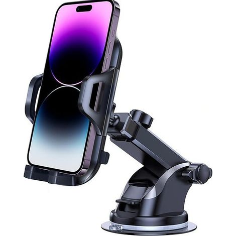 Supporto per telefono da auto, versione aggiornata 2024 [ventosa ultra potente] Supporto per telefono da cruscotto, rotazione a 360° e utilizzo con una sola mano, fissaggio al parabrezza (smartphone d (1/4)
