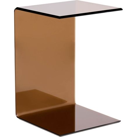 Side Table LOURDES Tempered Glass Brown