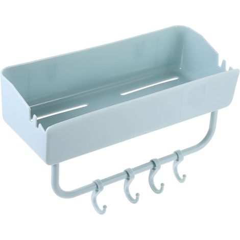 Étagère murale de rangement avec crochets pour salle bain, en plastique durable, sans perçage, (1/5)