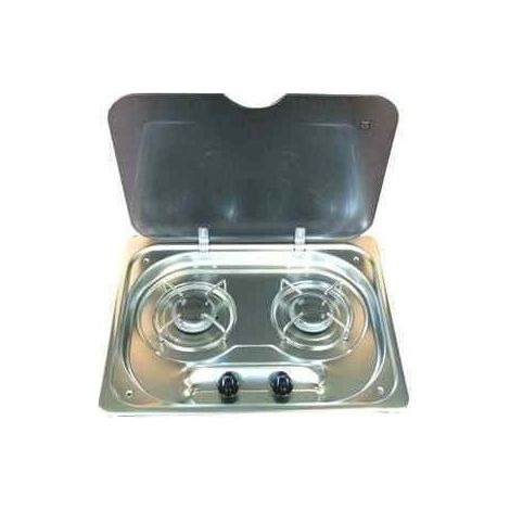 Plan de cuisson encastrable Inox 2 feux avec couvercle