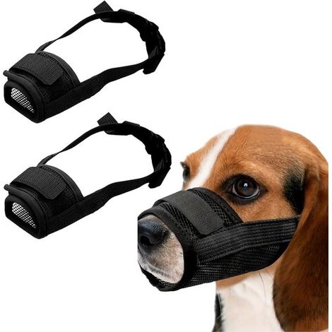 2-teiliger, verstellbarer Hundemaulkorb, weicher Maulkorb zur Verhinderung von Bissen, geeignet zum Trinken und Bellen (Schwarz, Größe L) (1/5)