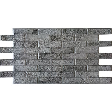 Pannelli 3D Rivestimento a parete in PVC effetto MATTONI GRIGI USURATI 96x48cm Realistici, isolanti, idrorepellenti.