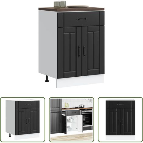 Küchenmöbel - Küchen-Unterschrank Lucca Schwarz Holzwerkstoff (1/5)