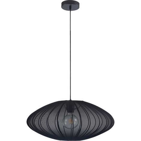 Suspension Polux KINU noir tissu ellipse Ø50 E27 20W (1/2)