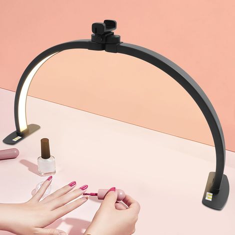 Halbmond Lampe mit Adapter & Tasche,3000-6000K Einstellbares Licht Nageltisch Lampe, Mit 3 Helligkeitsmodi (1/5)