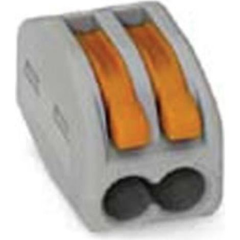Bornier Wago - Connecteur Électrique À Enficher - Pour Câbles Souples Jusqu'à 4 0 mm² Ou Rigidés Jusqu'à 2 5 mm² - 2 Positions - Gris (1/3)