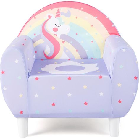 Assise Confortable Fauteuil Enfant Ergonomique Rembourré avec Accoudoirs en Tissu Violet pour Fille et Garçon (1/5)